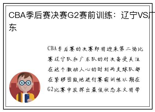 CBA季后赛决赛G2赛前训练：辽宁VS广东